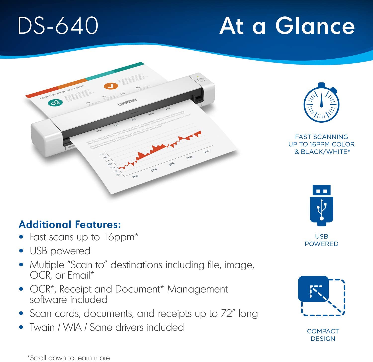 Brother DS-640 Compact Mobile Document Scanner, (Model: DS640) Brother DS-640 Compact Mobile Document Scanner, (Model: DS640)